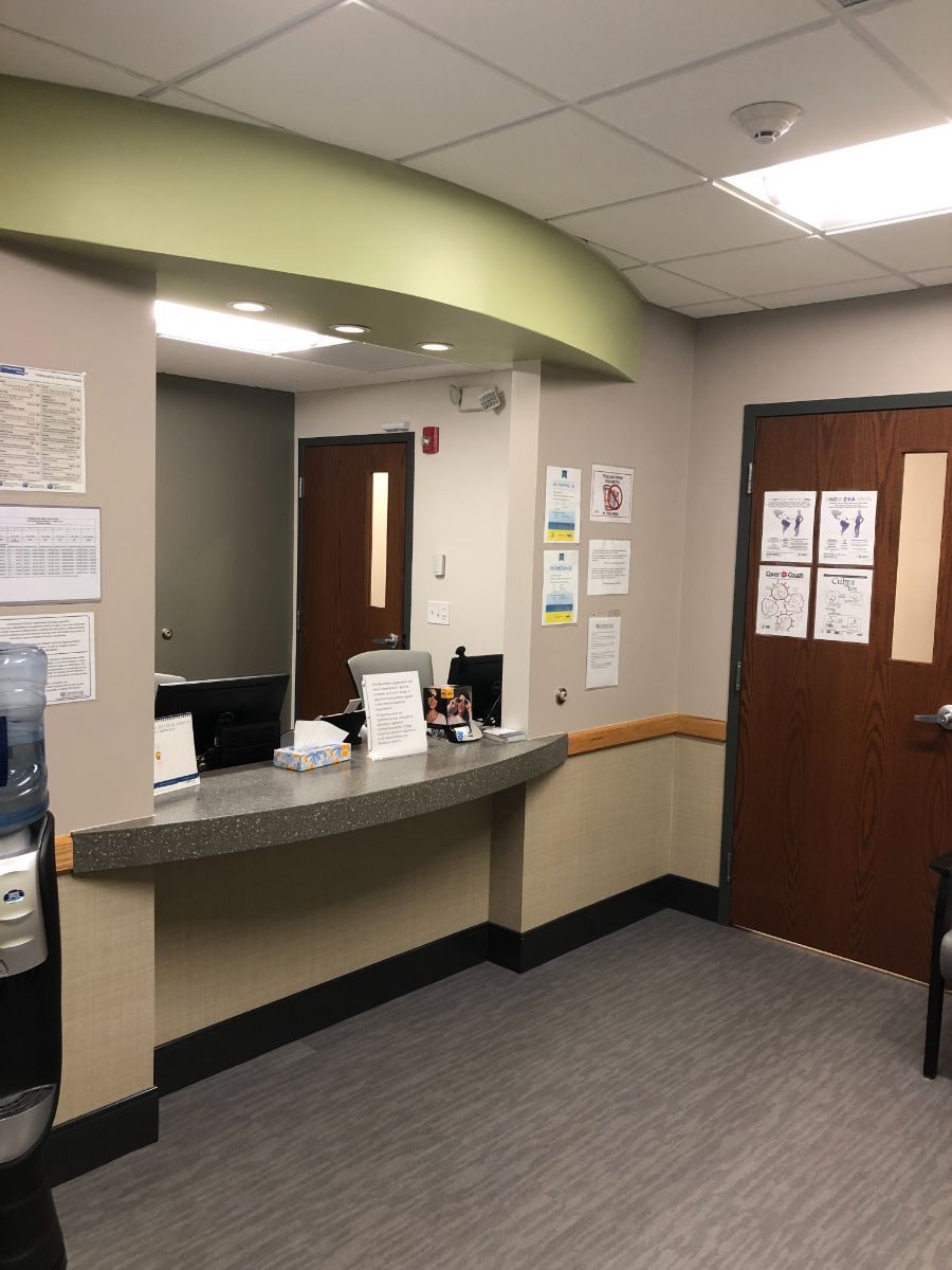 Renovated check-in desk in Optometry Suite of Cornerstone Family Healthcare